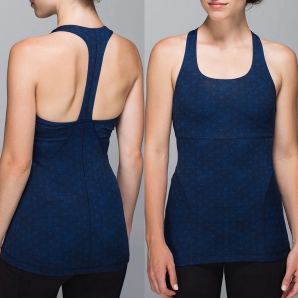 lululemon athletica Tops - Lululemon Power Up Tank II Sashico Star Inkwell Rugged Blue size 8